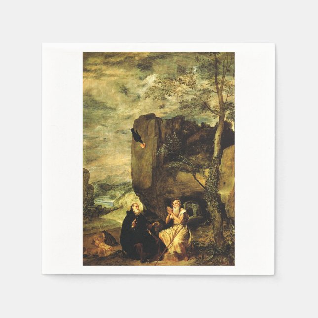 Servilleta De Papel Antonio el Grande y Pablo de Tebas (Anverso)