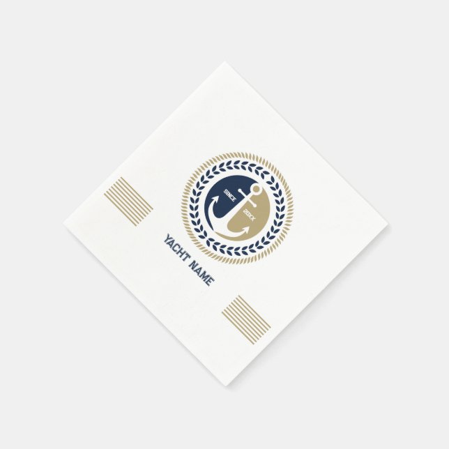 Servilleta De Papel Anuncio de barco azul y dorado (Borde)