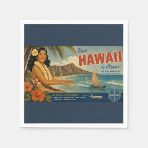 Servilleta De Papel Anuncio de viaje hawaiano de estilo vintage