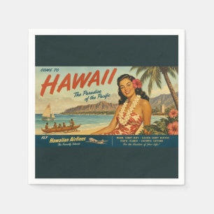 Servilleta De Papel Anuncio de viaje hawaiano de estilo vintage