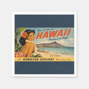 Servilleta De Papel Anuncio de viaje hawaiano de estilo vintage