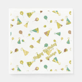 Servilleta De Papel Any Age Birthday Celebration Silhouette Pattern