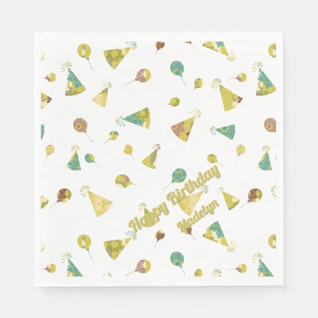 Servilleta De Papel Any Age Birthday Celebration Silhouette Pattern (Anverso)