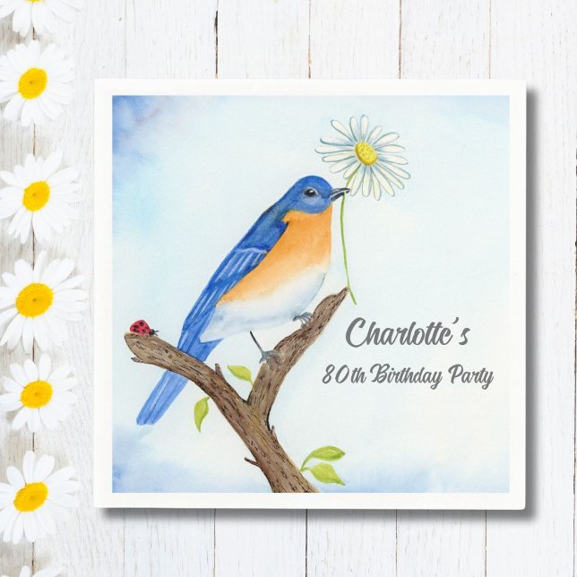 Servilleta De Papel Any Age Happy April Birthday with Bluebird (Subido por el creador)