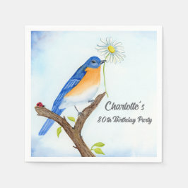 Servilleta De Papel Any Age Happy April Birthday with Bluebird