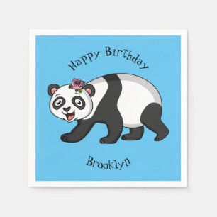 Servilleta De Papel Aoso panda alegre y lindo con personalizado de flo