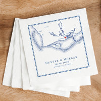 Apalachicola FL Map Elegante Boda Azul de la Marin