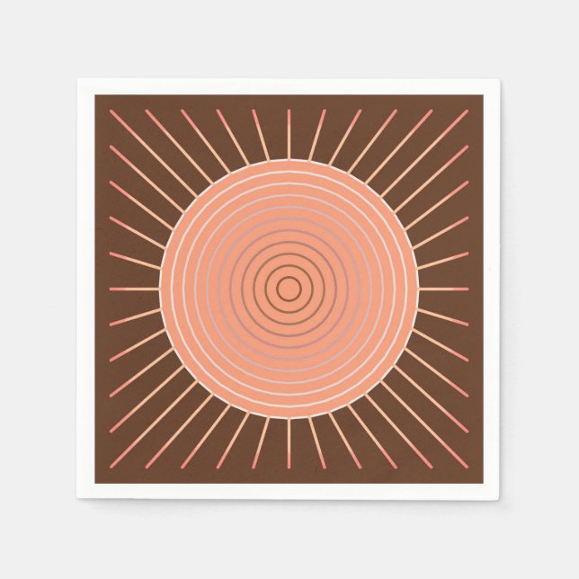 Servilleta De Papel Aparición geométrica moderna - Peach y Brown (Anverso)