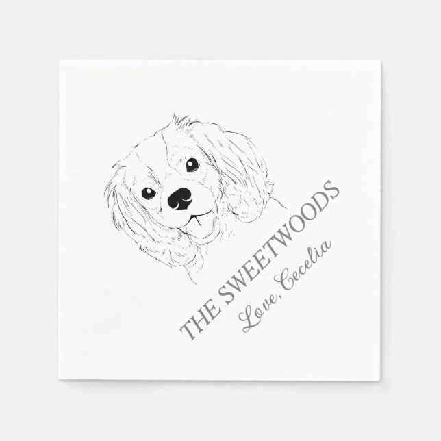 Servilleta De Papel Apellido Cocker Spaniel Boda Napkins (Anverso)