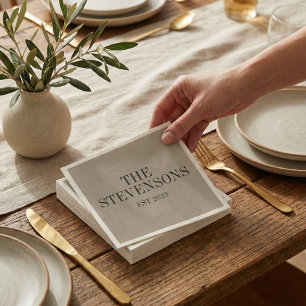 Servilleta De Papel Apellido de familia clásico elegante fecha de esta