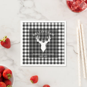 Servilleta De Papel Apellido Negro Blanco Casa del Lago Gingham Cuadro