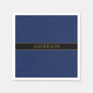 Servilleta De Papel Apellido o empresa Navy Blue & Gold Name