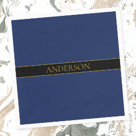 Servilleta De Papel Apellido o empresa Navy Blue & Gold Name