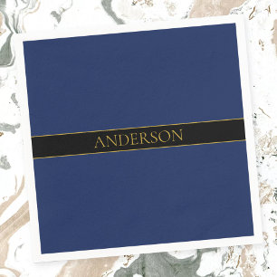 Servilleta De Papel Apellido o empresa Navy Blue & Gold Name