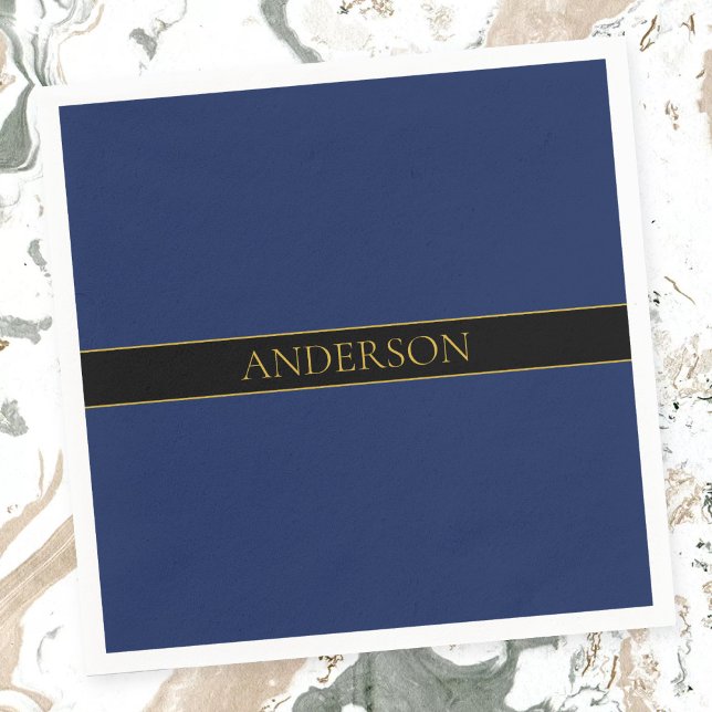 Servilleta De Papel Apellido o empresa Navy Blue & Gold Name (Subido por el creador)