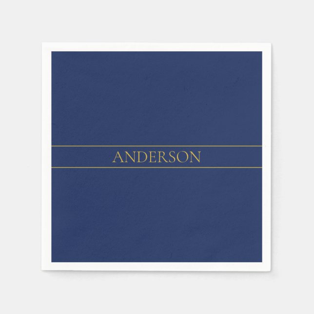 Servilleta De Papel Apellido o empresa Navy Blue & Gold Name (Anverso)