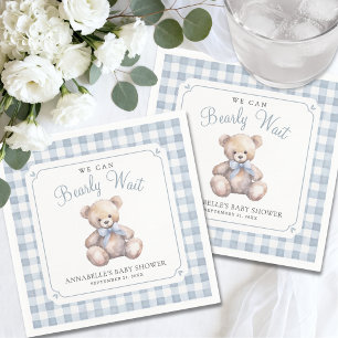 Servilleta De Papel Apenas Podemos Esperar Oso Azul Baby Shower