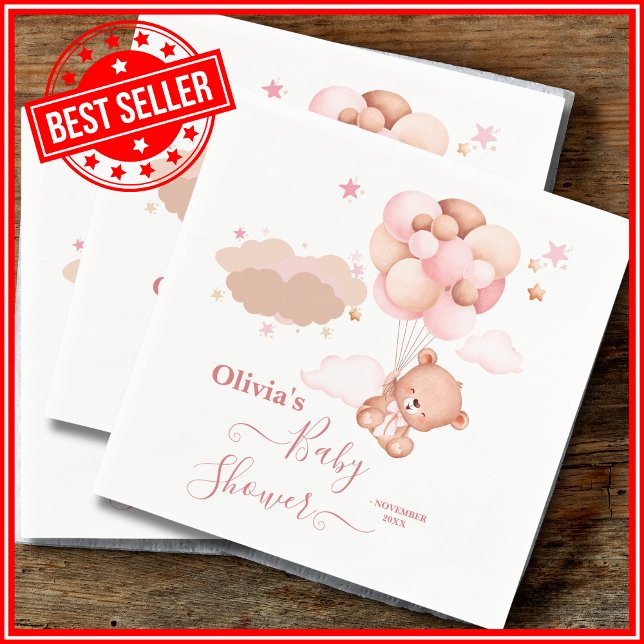 Servilleta De Papel Apenas Podemos Esperar Rosa Fiesta de Bebé Niña (Subido por el creador)