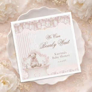 Servilleta De Papel Apenas Podemos Esperar Sala Rosa Nursery Chica Bab