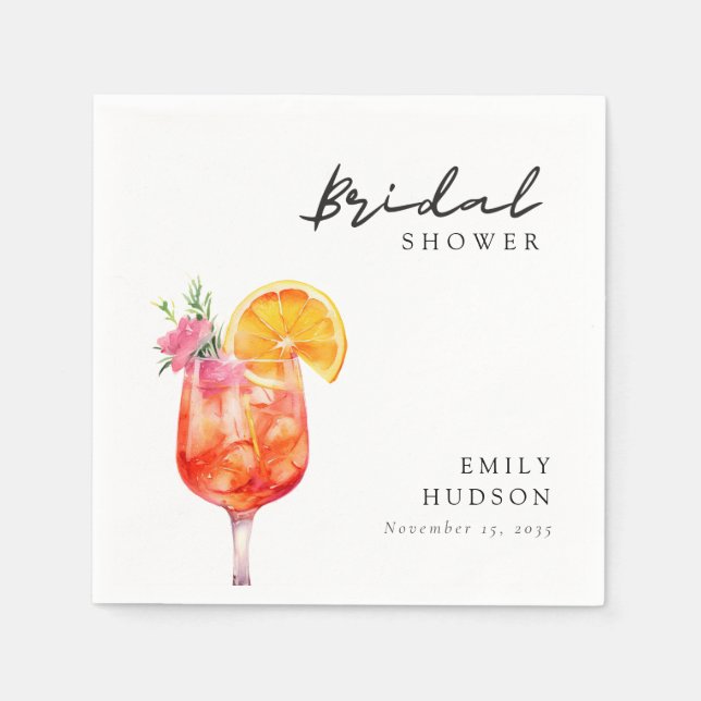 Servilleta De Papel Aperol Spritz Floral Bridal Shower (Anverso)