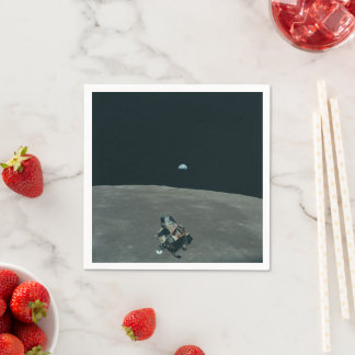 Servilleta De Papel Apollo Lunar Lander y Earrise Over Moon