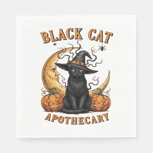 Servilleta De Papel Apothecary Black Cat - Luna y Pum de Brujas de Hal (Anverso)