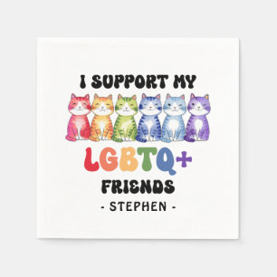 Servilleta De Papel Apoyo a mis amigos LGBTQ - Orgullo del gato arcoir