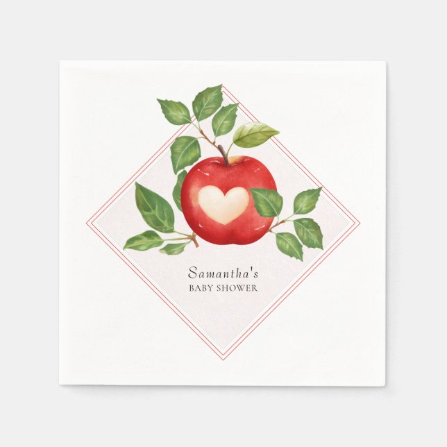 Servilleta De Papel Apple De Nuestro Ojo Cae Cosecha Baby Shower Rústi (Anverso)