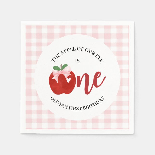Servilleta De Papel Apple de nuestro ojo cumpleaños arco rosado (Anverso)