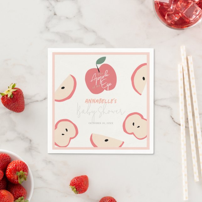 Servilleta De Papel Apple of my Eye Pink Girl Baby Shower (In situ)