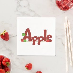 Servilleta De Papel Apple Word Art con manzanas rojas y verdes