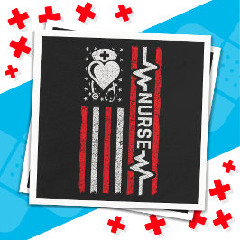 Servilleta De Papel Apreciación de enfermera Hero Heart Life Bandera A