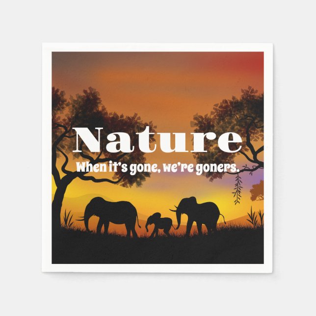 Servilleta De Papel Apreciar la naturaleza y los elefantes (Anverso)