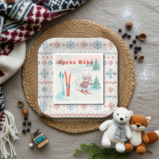 Servilleta De Papel Après Bébé esquí Zorro Ártico (Après Bébé ski Arctic Fox Napkins)