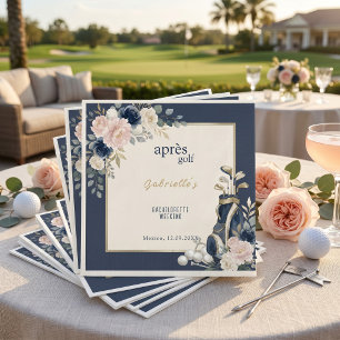 Servilleta De Papel Apres Golf Elegante Azul Real Floral Despedida de