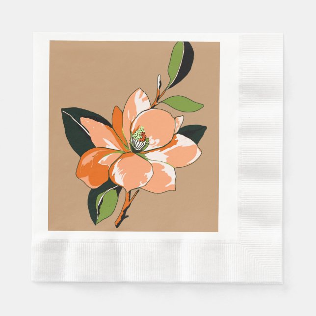 Servilleta De Papel Apricot Azalea en Tan (Anverso)