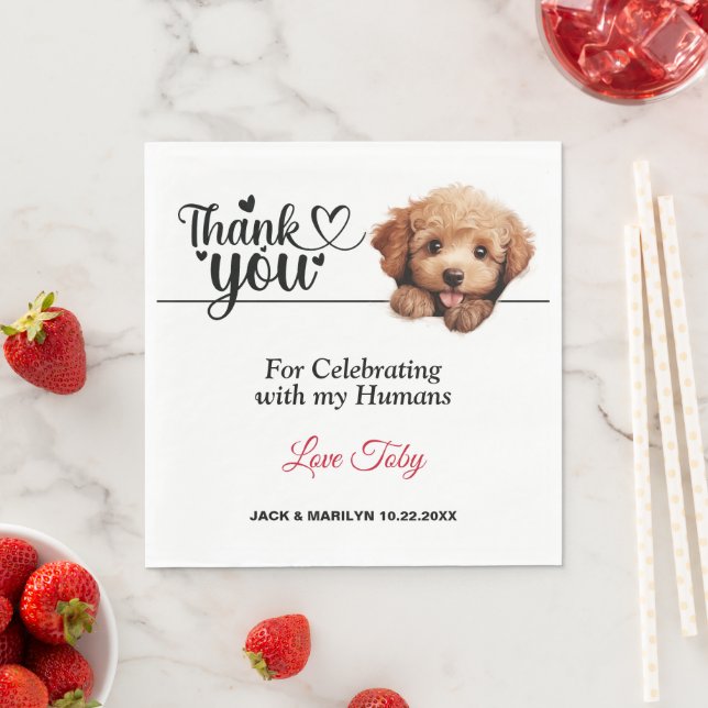 Servilleta De Papel Apricot Poodle Boda Gracias (In situ)