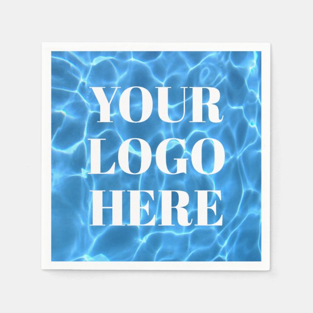 Servilleta De Papel Aqua Blue Swimming Pool Photo for Your Logo (Anverso)