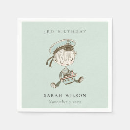 Servilleta De Papel Aqua Boys Pequeño marinero Náutico Cualquier Edad