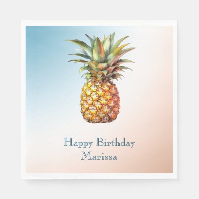 Servilleta De Papel Aqua Cream Happy Tropical Pineapple (Anverso)