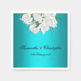 Servilleta De Papel Aqua Elegance White Bridal Bouquet Boda