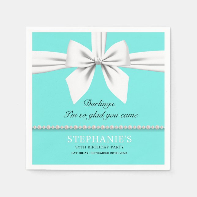 Servilleta De Papel Aqua Elegant Fancy Tiffany Birthday Tableware (Anverso)