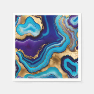 Servilleta De Papel Aqua Gold Blue Purple Veins Agite