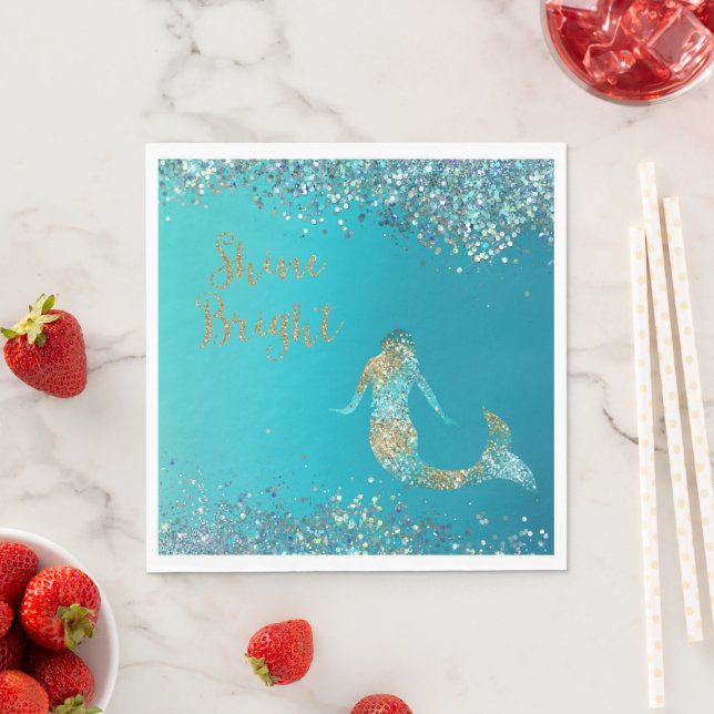Servilleta De Papel Aqua Gold Purpurina Sparkle Mermaid (In situ)