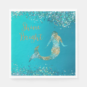 Servilleta De Papel Aqua Gold Purpurina Sparkle Mermaid