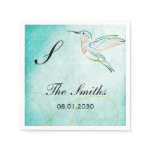 Aqua Hummingbird Watercolor Boda