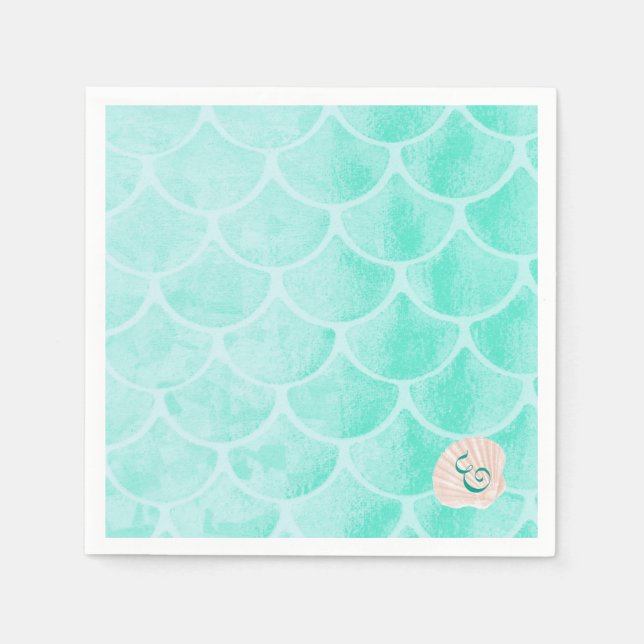 Servilleta De Papel Aqua Mermaid Scales | Maravilla | Personalizado in (Anverso)