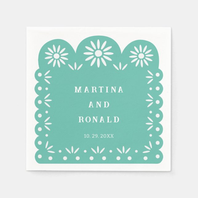 SERVILLETA DE PAPEL AQUA MEXICAN PAPEL PICADO (Anverso)