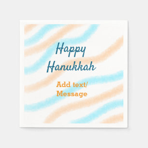 Servilleta De Papel Aqua naranja feliz Hanukkah agregar mensaje de tex