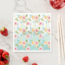 Servilleta De Papel Aqua Ombre Flor Amarilla Rosa